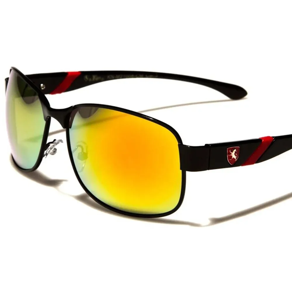 Modern Elegant Men Hot Celebrity Black Yellow Mirrored Lens Rectangle Sunglasses